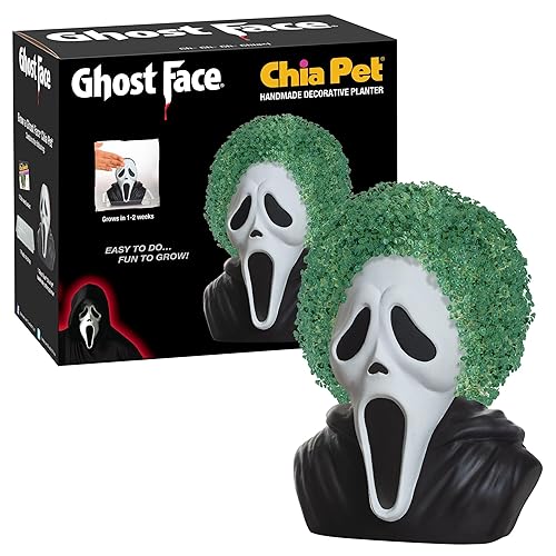 Chia Pet Ghost Face with Seed Pack, Decorative Pottery Planter, Easy to Do and Fun to Grow, Novelty Gift, Perfect for Any Occasion - Ghost Face
