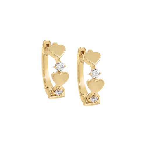 Kids Diamond Solid Heart Huggie Earring 14K - 14K Gold / Pair