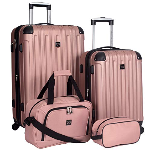 Travelers Club Expandable Midtown Hardside 4-Piece Luggage Travel Set, Rose Gold - 4-Piece Set - Rose Gold