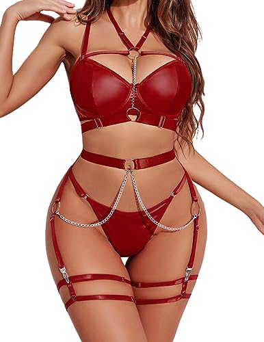 Avidlove Women Garter Lingerie Sexy Bra and Panty Set with Garter