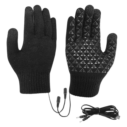 Men's Heated Touch Screen Knit Gloves - Black