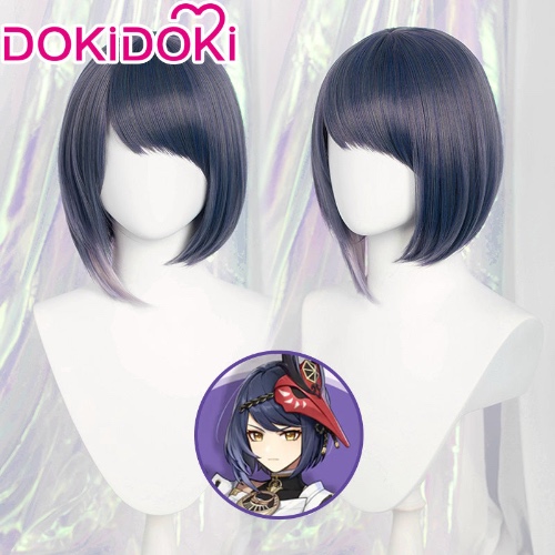【Ready For Ship】DokiDoki Game Genshin Impact Kujou Sara Cosplay Wig Short Purple  Wig | Sara