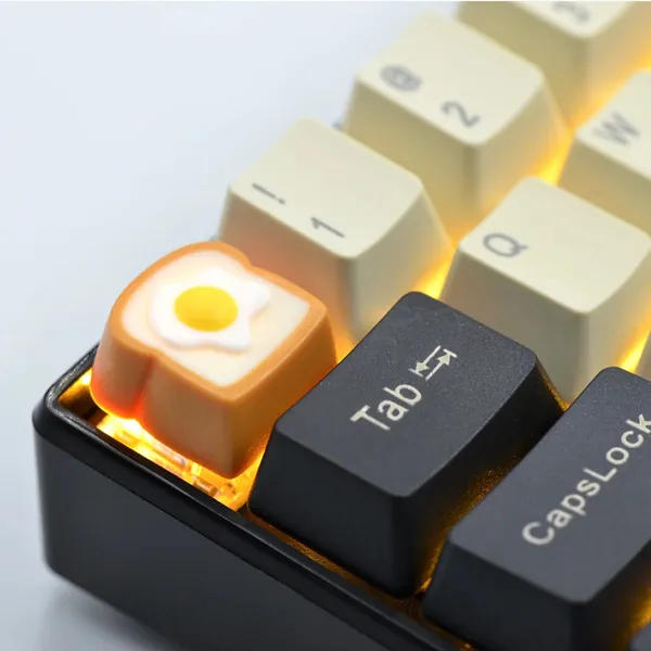 Egg Toast Ham Artisan Personality Keycap 1U Handmade Resin for Cherry MX Mechanical Keyboard