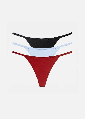 The String Thong Pack of 3 - Satin, Mixed Colors | 4 / L