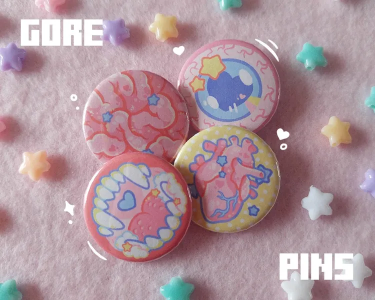 Pastel Candy Gore Pin Buttons