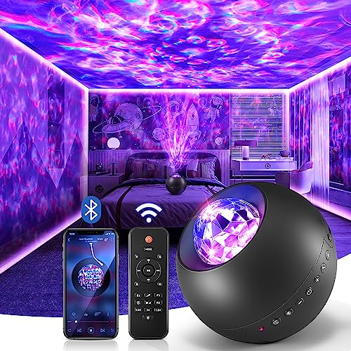 Galaxy Projector, White Noise Galaxy Light Projector Light, Bluetooth Music Star Projector Night Light for Kids, Remote Timer Galaxy Projector Night Light for Bedroom,Teen Girl Adult Gifts & Decor - Black
