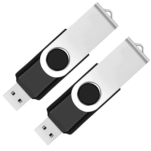 2 Pack 64GB USB Flash Drive USB 2.0 Thumb Drives Jump Drive Fold Storage Memory Stick Swivel Design - Black - 1 Count (Pack of 2) - 64 GB
