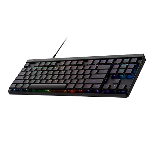 Logitech G515 TKL Wired Low Profile Gaming Keyboard, Fully Customizable RGB, Double-Shot PBT Keycaps, Tactile/Brown Switches - Black - Black - Wired - Tactile Switches - Keyboard