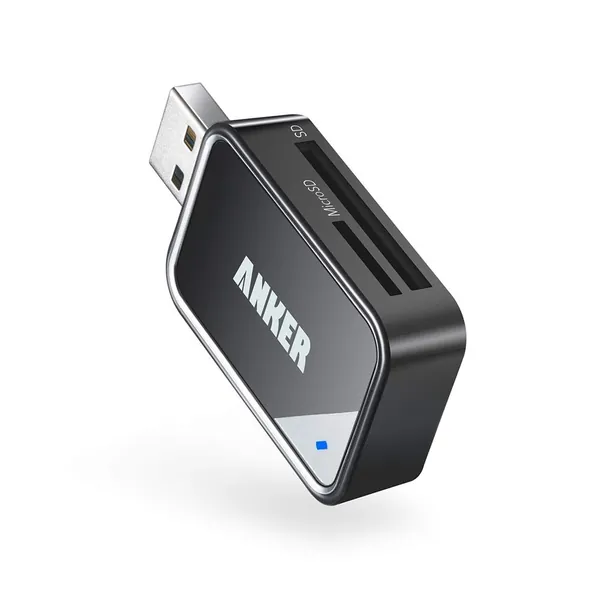 Anker 2-in-1 USB 3.0 SD Card Reader for SDXC, SDHC, SD, MMC, RS-MMC, Micro SDXC, Micro SD, Micro SDHC Card and UHS-I Cards - 