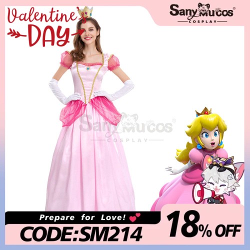 【In Stock】Anime Movie The Super Mario Bros. Movie Cosplay Princess Peach Dress Up Pink Cosplay Costume - M