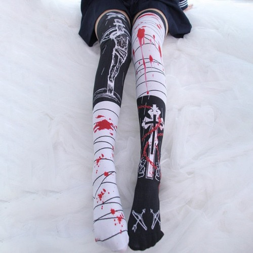 Thigh High Cross Stockings