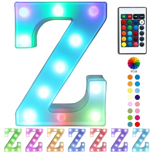 Colorful LED Marquee Letter Lights with Remote - Color Changing Light Up Alphabet Signs - Party Bar Letters with Lights Decorations for The Home - Multicolor A-Z - Z