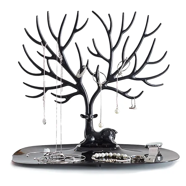 Jewelry Display Jewelry Stand Hanging Organizer Table Top Necklace Holder Jewelry Holder Bracelet Ring Holder Trinket Tray Tree Stand Black