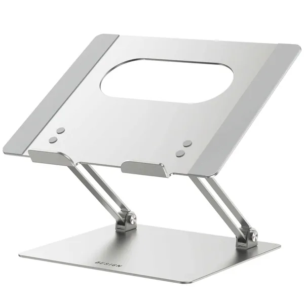 BESIGN LS10 Aluminum Laptop Stand, Ergonomic Adjustable Notebook Stand, Riser Holder Computer Stand Compatible with Air, Pro, Dell, HP, Lenovo More 10-14" Laptops, Silver