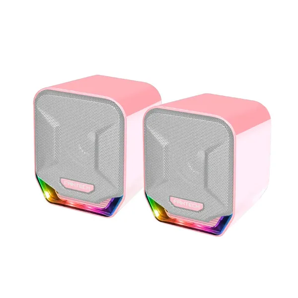 Fantech Computer Speaker Stereo 2.0 Bass Loud USB Powered 3.5mm Input LED Lighting Speaker for PC, Desktop, Laptop, Computer, Mobile (GS202-Pink)