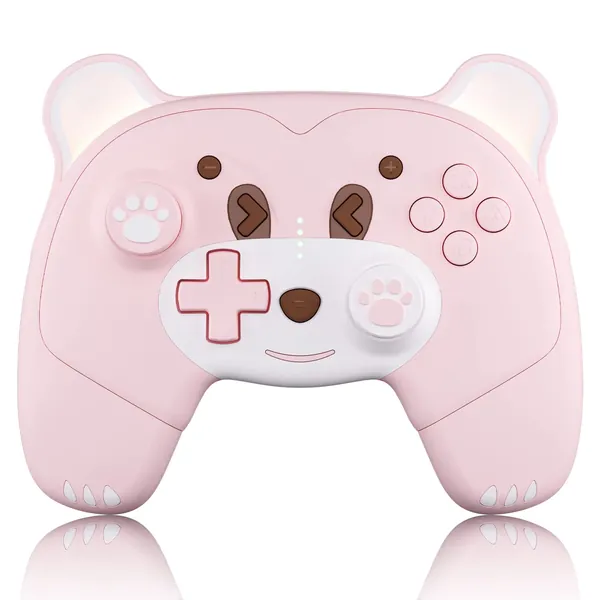 Cute Pink Wireless Switch Pro Controller for Switch/Lite/OLED, Wireless Pro Controller with Headphone Jack, Support Wake-Up Turbo Vibration Motion
