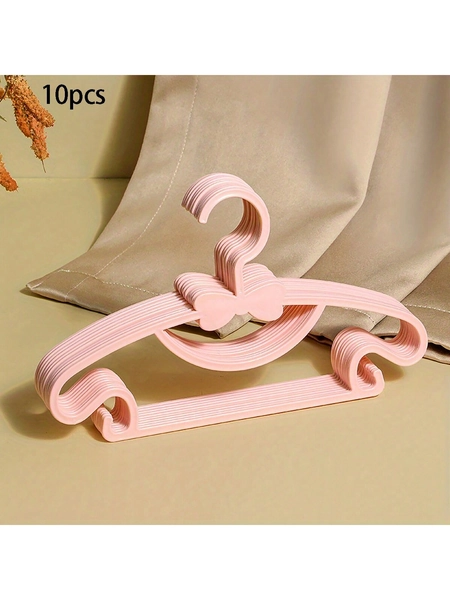 10pcs Pink Kids' Clothes Hangers With Bowknot