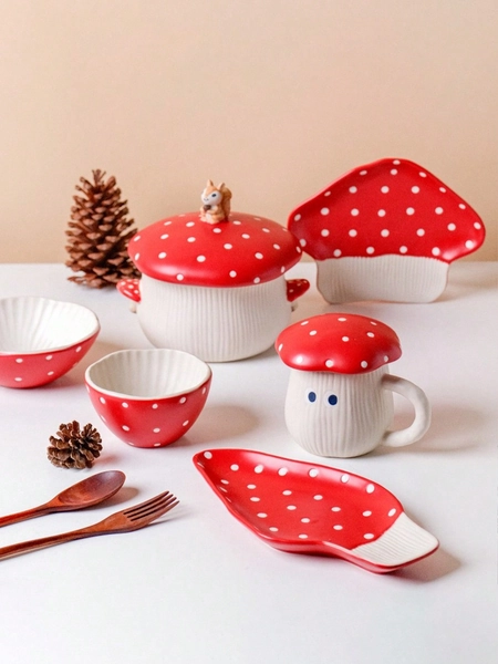 Cartoon Red Mushroom Ceramic Tableware