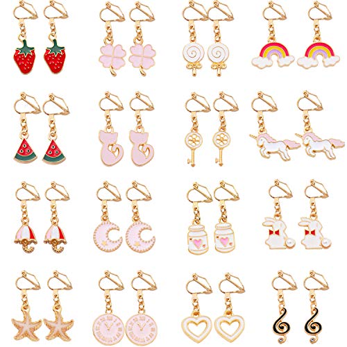 SOTOGO 16 Pairs Cute Clip On Earrings
