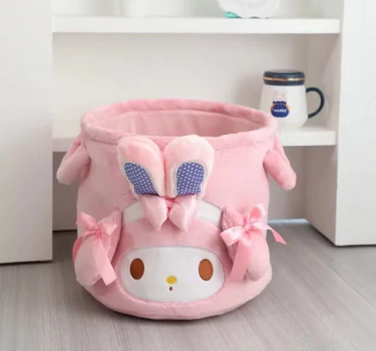 Cute Sanrio Melody Plush Storage Bucket Organizer 