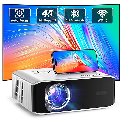 AuKing Projector, 2024 Upgraded Auto-focus Projector, Full HD 1080P Home Theater Video Projector, Compatible with HDMI/USB/AV/Smartphone/TV Box/Laptop - B Auto-focus Projector