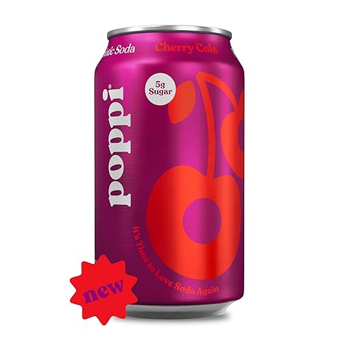 Poppi Sparkling Prebiotic Soda Beverage with Apple Cider Vinegar, Seltzer Water and Fruit Juice, Wild Berry, 12 oz, Pack of 12, Packaging may wary - Cherry Cola - 12 Fl Oz (Pack of 12)