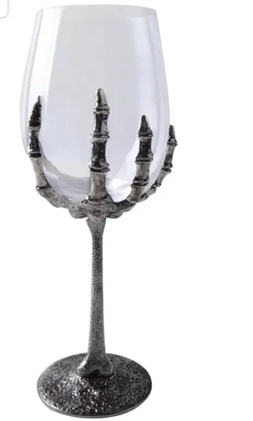 Halloween wine glass  skeleton hand. Price for one glass only.