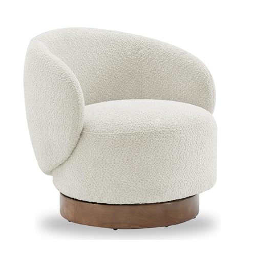 KISLOT Swivel Accent Chair Round Barrel Armchair Upholstered Performance Fabric for Living Room Bedroom Reading Waitingroom,1 PCS,Cream - Cream