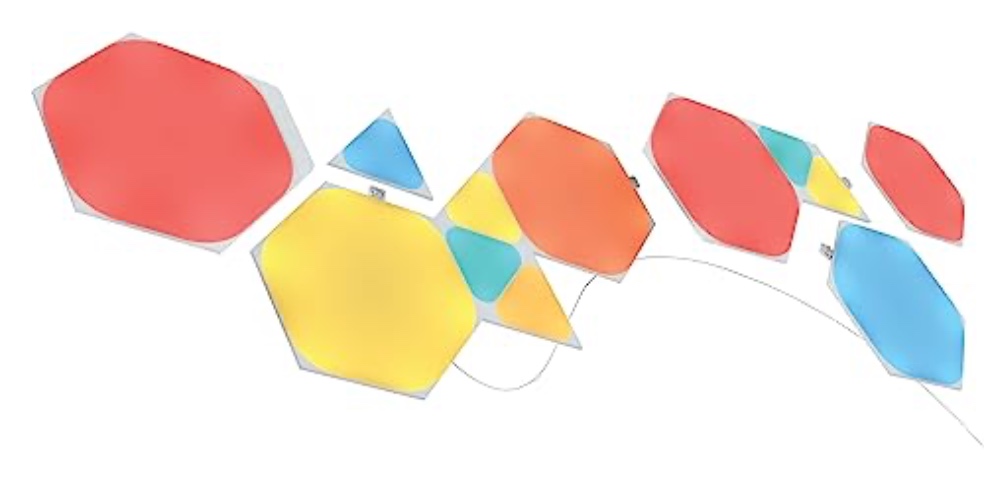Nanoleaf Shapes WiFi and Thread Smart RGBW 16M+ Color LED Dimmable Gaming and Home Decor Wall Lights Smarter Kits (Mixed Shapes Smarter Kit (12 Pack) - Mixed Shapes Smarter Kit (12 Pack