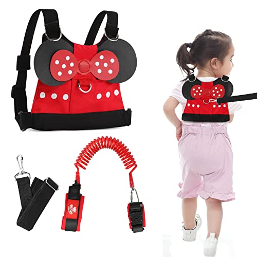 Lehoo Castle Toddler Harness with Leash, 4-in-1 Toddler Leash with Anti Lost Wrist Link for Toddlers, Kid Leashes for Girls, Baby Leashes for Toddlers (Minnie) - Minnie