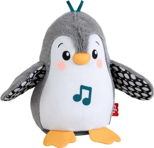 Fisher-Price Plush Baby Toy Flap & Wobble Penguin with Music and Motion for Tummy Time to Sit-at Sensory Play