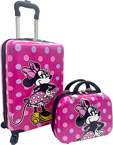 Fast Forward Kid’s Licensed Hard-Side 20” Spinner Luggage Carry-On Suitcase and Beauty Case Set (Minnie Mouse) - Minnie Mouse