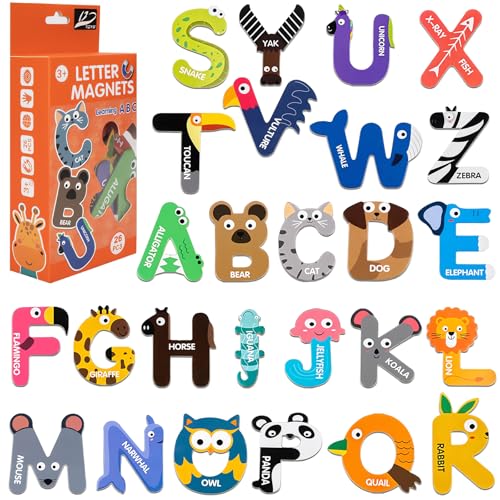 IFIYOOY Large Magnetic Letters Toys for Toddlers, ABC Refrigerator Magnets 26PCS Cute Uppercase Animals Toy, Educational Learning Toys Alphabet Magnets for Fridge, Preschool Spelling Games for Kids - Uppercase Letter B