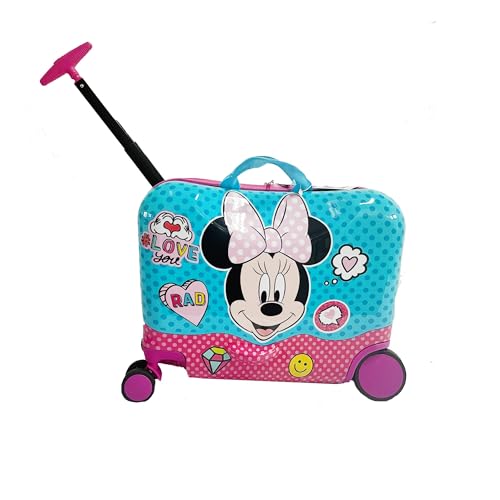 Disney Minnie Mouse Ride on Suitcase for Kids, 18'' Suitcase with Seat for Kids, Cute Lightweight Kids Travel Suitcase Trolley - Minnie