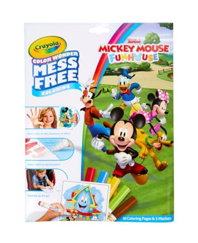 Crayola Color Wonder Mickey Mouse Clubhouse, Mess Free Coloring Pages & Markers, Gift for Kids, Age 3, 4, 5, 6 - Mickey Mouse