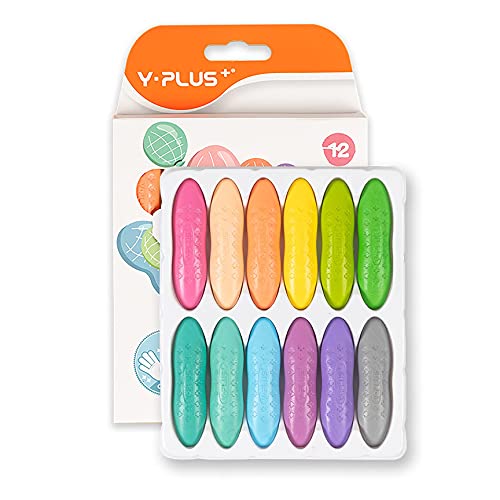 YPLUS Peanut Crayons for Kids, 12 Pastel Colors Washable Toddler Crayons, Non-Toxic Baby Crayons for ages 2-4, 1-3, 4-8, Coloring Art Supplies - 12 Pastel Colors