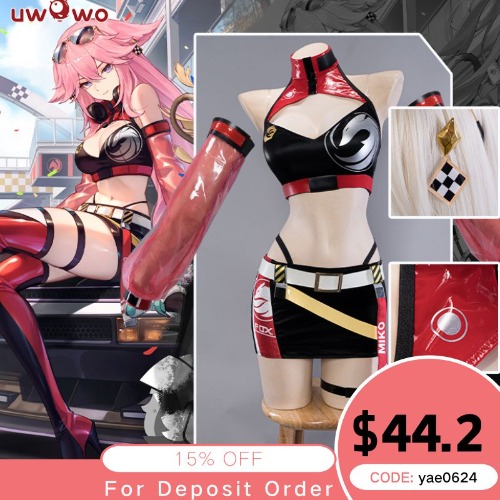 【In Stock】Uwowo Genshin Impact Fanart Racing Yae Miko Casual Outfit Cosplay Costume - 【In Stock】XL