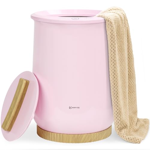 Keenray Towel Warmers, Luxury Bucket Towel Warmer, Large Towel Warmer for Bathroom, Auto Shut Off, Fits Up to Two 40"X70" Oversized Towels, Bathrobes, Blankets, PJ's and More, Pink - E Dreamy Pink