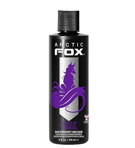 ARCTIC FOX CRUELTY FREE 100% VEGAN SEMI PERMANENT HAIR COLOUR DYE (236 ml, PURPLE AF) - Purple Af - 236 ml (Pack of 1)