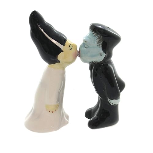 Zombies Monster and Bride Magnetic Ceramic Halloween Salt and Pepper Shakers