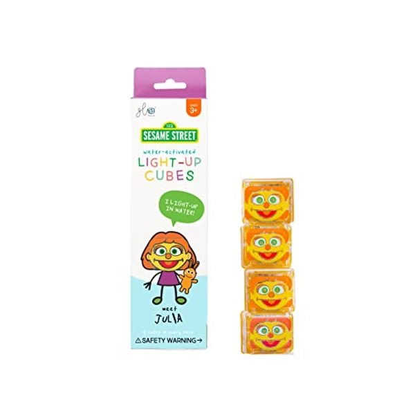 Glo Pals x Sesame Street Water-Activated Light-Up Cubes for Sensory Play (Julia - Orange)