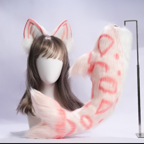 Pink shark ears and tail 