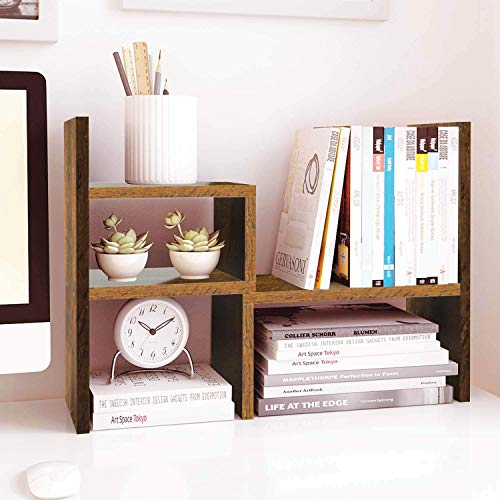 Jerry & Maggie - Desktop Organizer Office Storage Rack Adjustable Wood Display Shelf | Birthday Gifts - Toy - Home Decor | - Free Style Rotation display - True Natural Stand Shelf (Natrual Wood Tone) - Natural Wood Tone