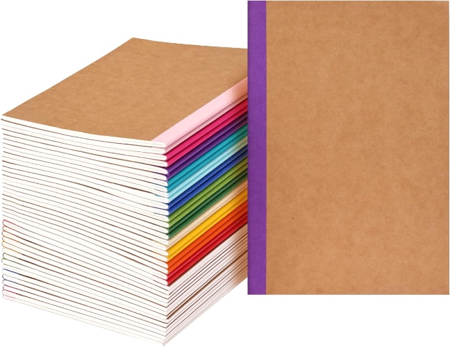 EOOUT 40 Pack A5 Kraft Notebooks, Composition Notebooks Lined Journal Bulk 12 Colors with Rainbow Spines, 60 Pages for Kids Women Girls, School Office Supplies - 40