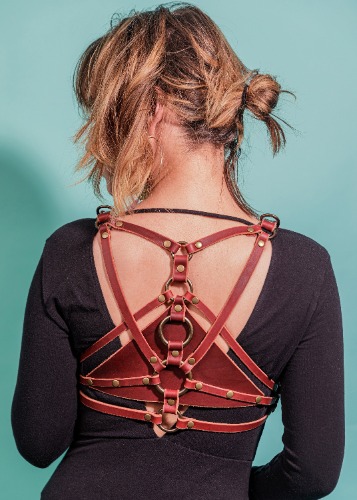 Leather Posture Harness | black leather / nickel / m/l