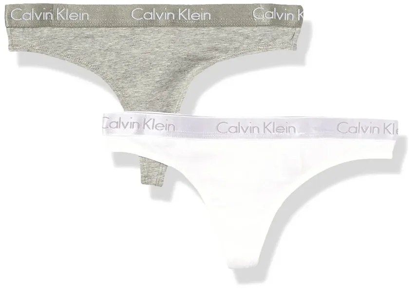 Calvin Klein Women's Motive Cotton Multipack Thong Panty - Medium Grey Heather/White