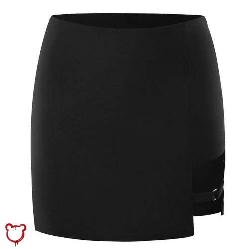 Black O-ring cut skirt - black / M