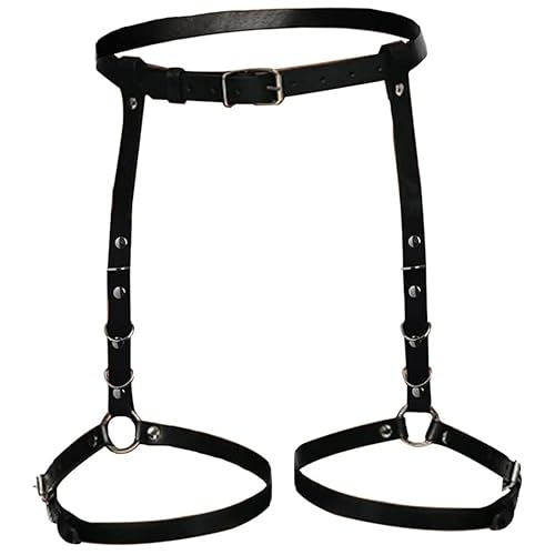 VEOIRXU Sexy Leder Bauch Taille Kette Gürtel Körper Harness Bein Strumpfband Oberschenkel Schmuck Zubehör für Frauen Maskerade