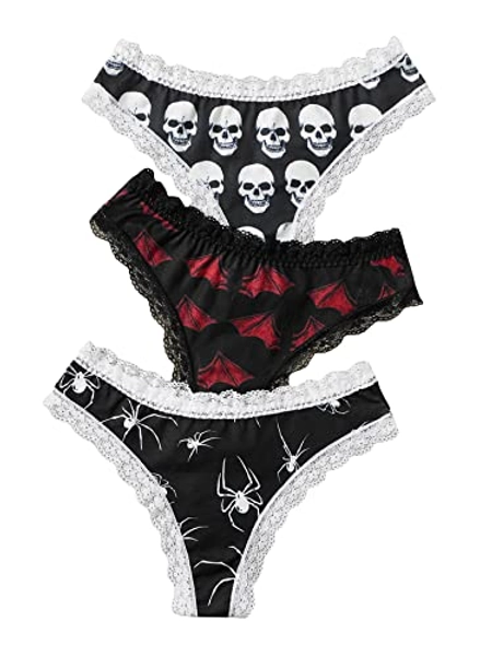 Throne | Jinx | WDIRARA Women's 3 Pack Skull Graphic Print Lace Trim ...