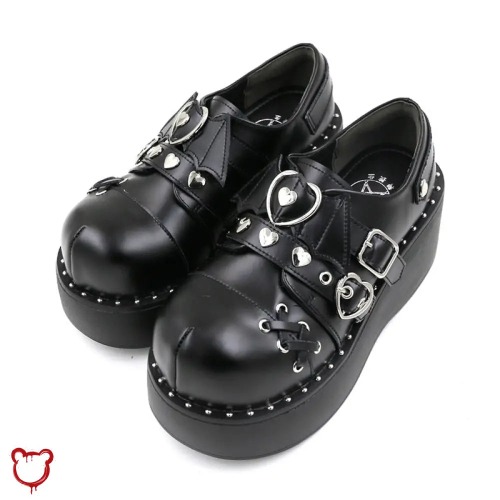Black Gothic Platform Buckle Shoes - black matte1 / 43